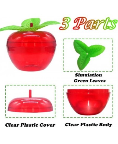 24 Pack Mini Christmas Red Apple Container Plastic Filled Bobbing Apples Containers Candy Jars Apple Shaped Ornament for Chri...