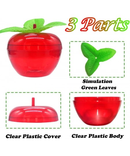 24 Pack Mini Christmas Red Apple Container Plastic Filled Bobbing Apples Containers Candy Jars Apple Shaped Ornament for Chri...