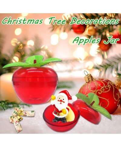 24 Pack Mini Christmas Red Apple Container Plastic Filled Bobbing Apples Containers Candy Jars Apple Shaped Ornament for Chri...