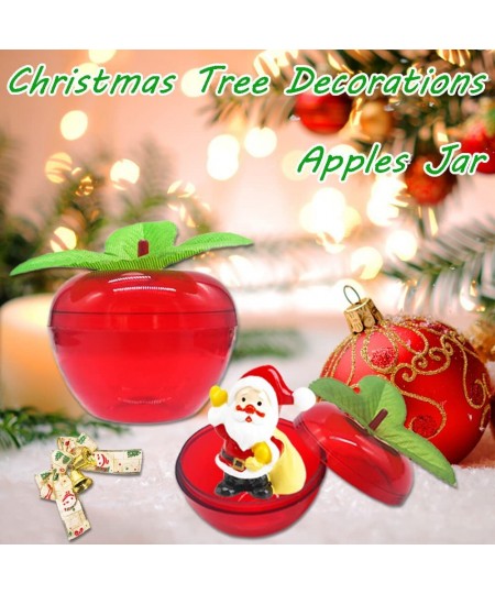 24 Pack Mini Christmas Red Apple Container Plastic Filled Bobbing Apples Containers Candy Jars Apple Shaped Ornament for Chri...