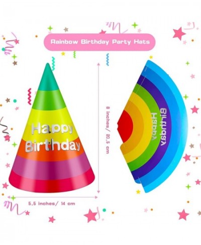 44 Pieces Rainbow Birthday Party Hats Colorful Party Cone Hats Birthday Paper Hat Adorable Birthday Horn Whistles Blowouts No...