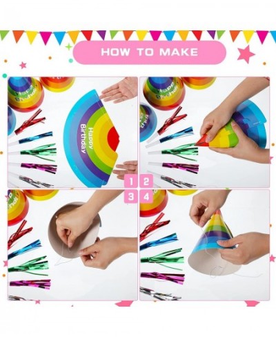 44 Pieces Rainbow Birthday Party Hats Colorful Party Cone Hats Birthday Paper Hat Adorable Birthday Horn Whistles Blowouts No...