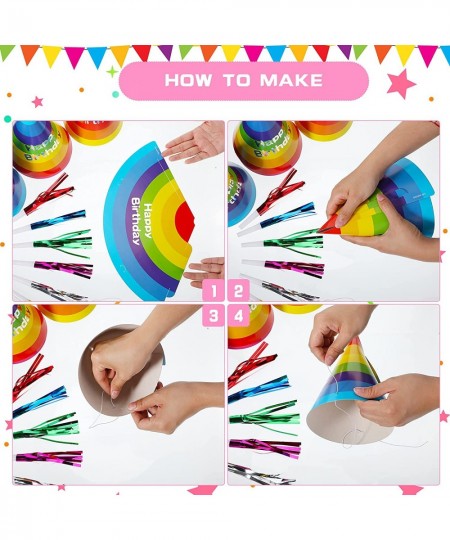 44 Pieces Rainbow Birthday Party Hats Colorful Party Cone Hats Birthday Paper Hat Adorable Birthday Horn Whistles Blowouts No...