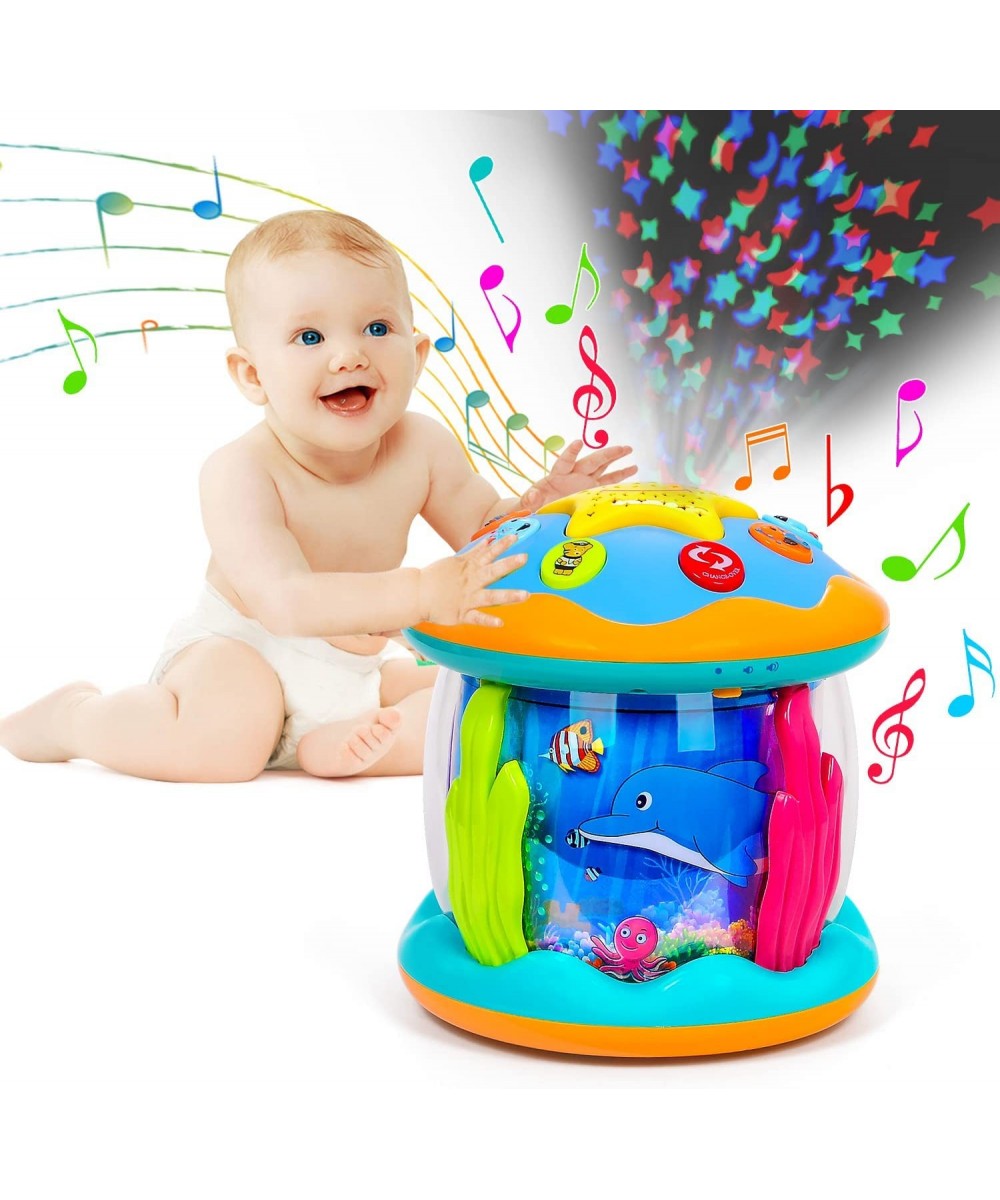 Baby Infant Toddler Toys Gifts 4 in 1 Tummy Time Crawling Toy Early Development Learning Toy Rotating Sea World Night Light T...