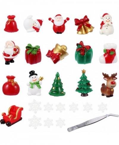 27Pcs Christmas Miniature Ornaments Kit Xmas Miniature Resin Toys Xmas Tree Snowman Santa Claus Fairy Garden Ornaments Dollho...