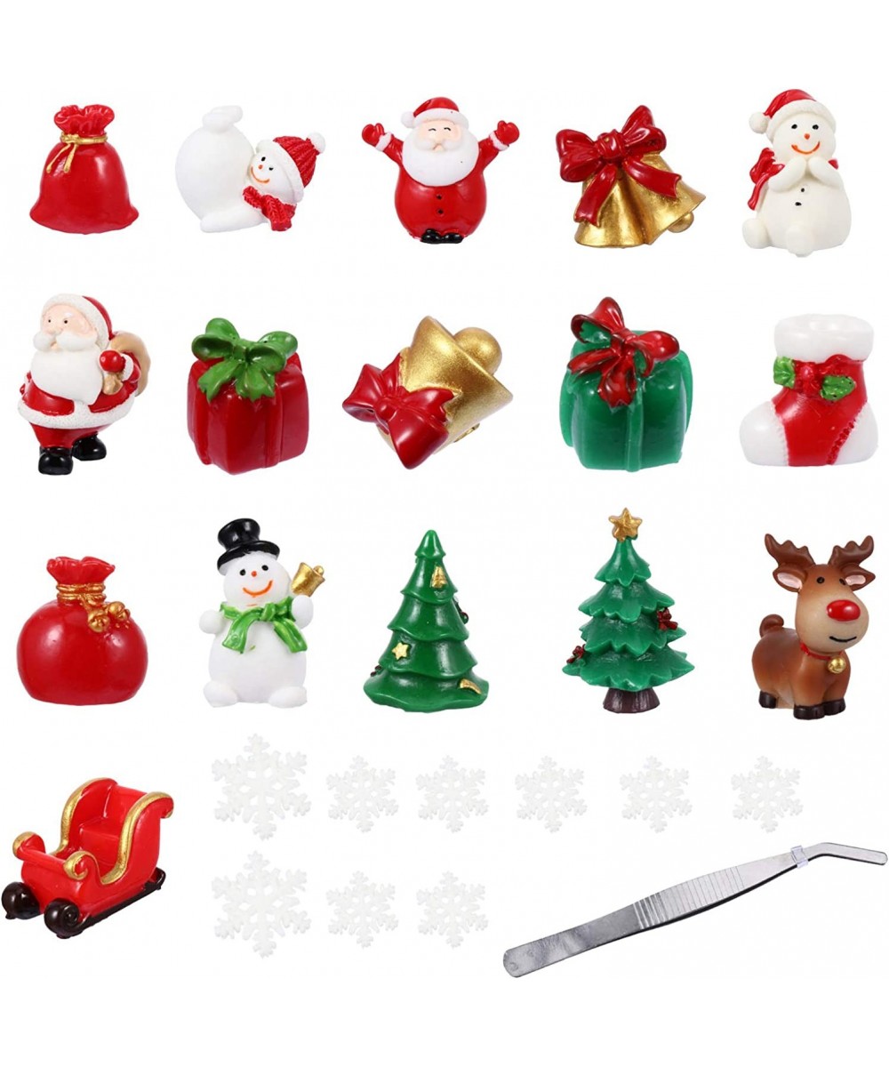 27Pcs Christmas Miniature Ornaments Kit Xmas Miniature Resin Toys Xmas Tree Snowman Santa Claus Fairy Garden Ornaments Dollho...