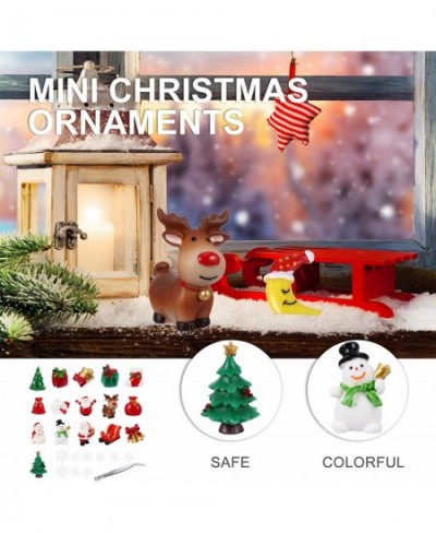 27Pcs Christmas Miniature Ornaments Kit Xmas Miniature Resin Toys Xmas Tree Snowman Santa Claus Fairy Garden Ornaments Dollho...