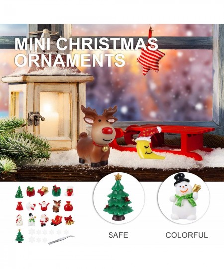 27Pcs Christmas Miniature Ornaments Kit Xmas Miniature Resin Toys Xmas Tree Snowman Santa Claus Fairy Garden Ornaments Dollho...