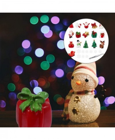 27Pcs Christmas Miniature Ornaments Kit Xmas Miniature Resin Toys Xmas Tree Snowman Santa Claus Fairy Garden Ornaments Dollho...