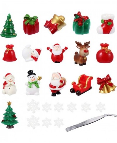 27Pcs Christmas Miniature Ornaments Kit Xmas Miniature Resin Toys Xmas Tree Snowman Santa Claus Fairy Garden Ornaments Dollho...