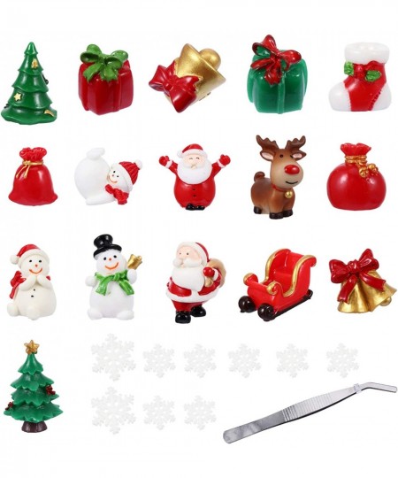 27Pcs Christmas Miniature Ornaments Kit Xmas Miniature Resin Toys Xmas Tree Snowman Santa Claus Fairy Garden Ornaments Dollho...