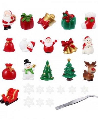 27Pcs Christmas Miniature Ornaments Kit Xmas Miniature Resin Toys Xmas Tree Snowman Santa Claus Fairy Garden Ornaments Dollho...