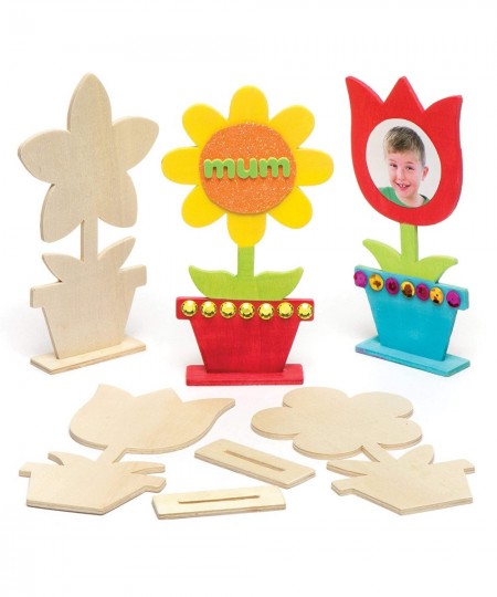 AR264 Wooden Flower Blanks for Kids - Pack of 4 Woodcraft Painting Craft Kits for Kids Art Activities $16.12 - Craft Kits