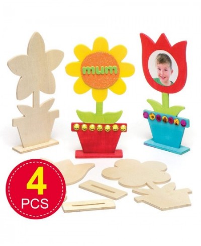 AR264 Wooden Flower Blanks for Kids - Pack of 4 Woodcraft Painting Craft Kits for Kids Art Activities $16.12 - Craft Kits