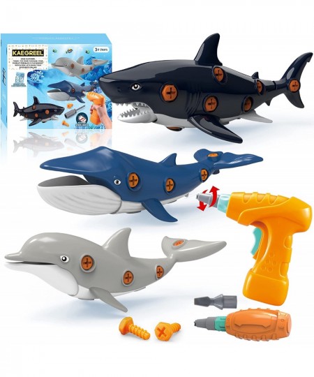 Take Apart Shark Toys for Kids Construction Take Apart Ocean Fish Toys with Electric Drill Screwdrivers STEM Learning Buildin...