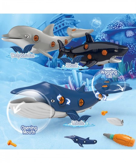 Take Apart Shark Toys for Kids Construction Take Apart Ocean Fish Toys with Electric Drill Screwdrivers STEM Learning Buildin...