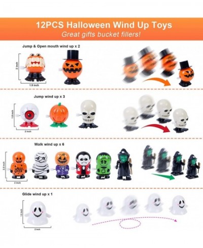 Halloween Wind Up Toys for Kids 12 PCS Halloween Party Favors Assorted Small Funny Jumping and Walking Clockwork Toys for Gif...