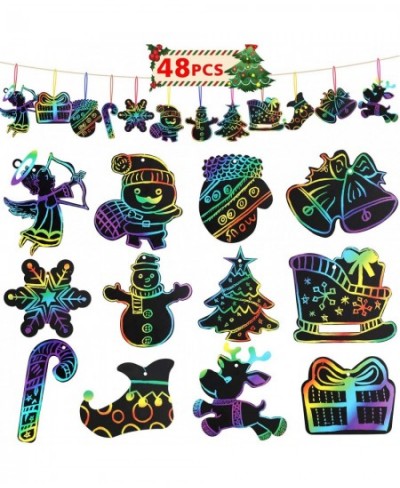 48 Sets Christmas Rainbow Scratch Paper Ornaments Kids Art Craft DIY Xmas Ornaments Christmas Party Decorations for Kids $32....