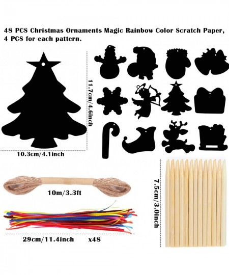 48 Sets Christmas Rainbow Scratch Paper Ornaments Kids Art Craft DIY Xmas Ornaments Christmas Party Decorations for Kids $32....