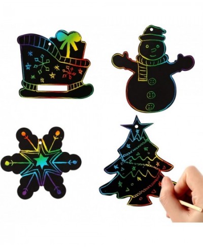 48 Sets Christmas Rainbow Scratch Paper Ornaments Kids Art Craft DIY Xmas Ornaments Christmas Party Decorations for Kids $32....