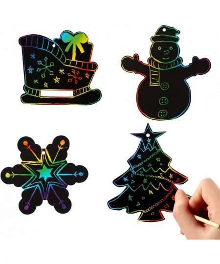 48 Sets Christmas Rainbow Scratch Paper Ornaments Kids Art Craft DIY Xmas Ornaments Christmas Party Decorations for Kids $32....