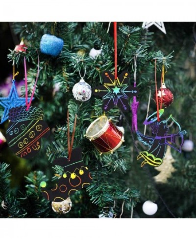 48 Sets Christmas Rainbow Scratch Paper Ornaments Kids Art Craft DIY Xmas Ornaments Christmas Party Decorations for Kids $32....