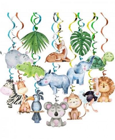 Jungle Animal Wild One Party Supplies Decorations 30 Pack Foil Ceiling Hanging Swirls Streams Party Banner Decor for Kids Adu...