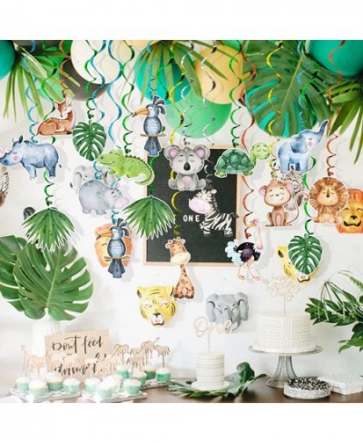 Jungle Animal Wild One Party Supplies Decorations 30 Pack Foil Ceiling Hanging Swirls Streams Party Banner Decor for Kids Adu...