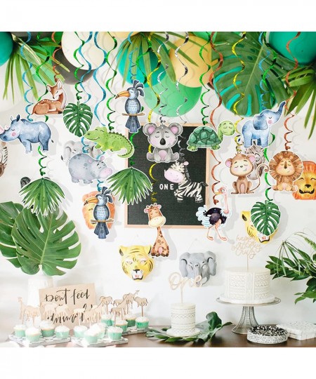 Jungle Animal Wild One Party Supplies Decorations 30 Pack Foil Ceiling Hanging Swirls Streams Party Banner Decor for Kids Adu...