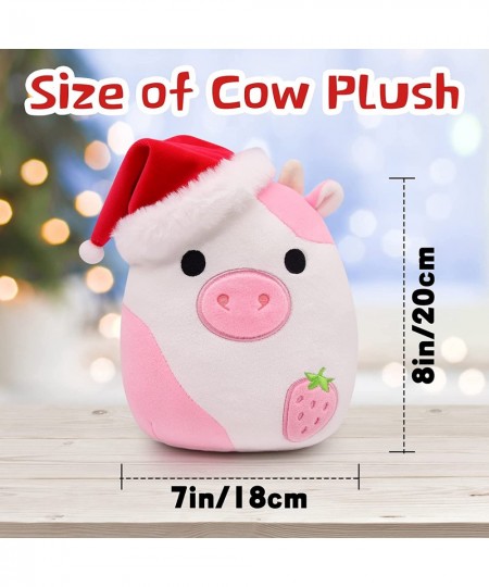 8 Inch Strawberry Cow Plush - Cute Christmas Cow Stuffed Animals Pillow Toy - Kawaii Christmas Cow Plush - Cow Pillow Plush f...