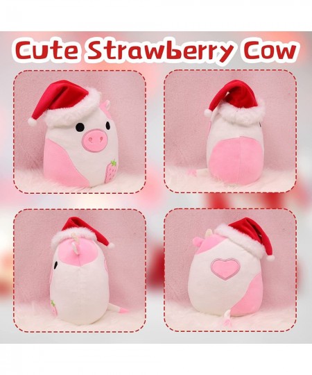 8 Inch Strawberry Cow Plush - Cute Christmas Cow Stuffed Animals Pillow Toy - Kawaii Christmas Cow Plush - Cow Pillow Plush f...