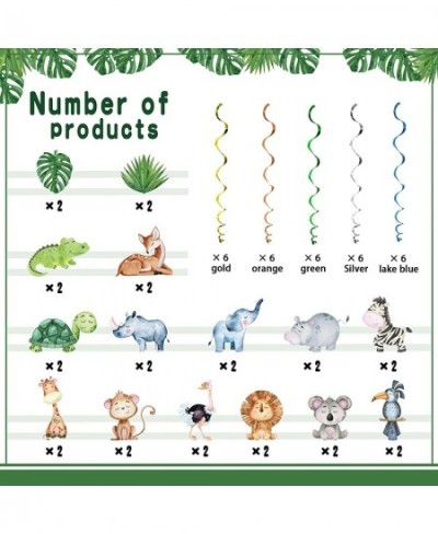 Jungle Animal Wild One Party Supplies Decorations 30 Pack Foil Ceiling Hanging Swirls Streams Party Banner Decor for Kids Adu...