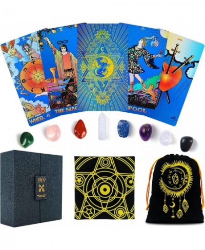 Classic Tarot Cards with Guide Book for Beginners Gift Set 78 Holographic Tarot Deck with Holder Box Unique Luxury Plastic Wa...