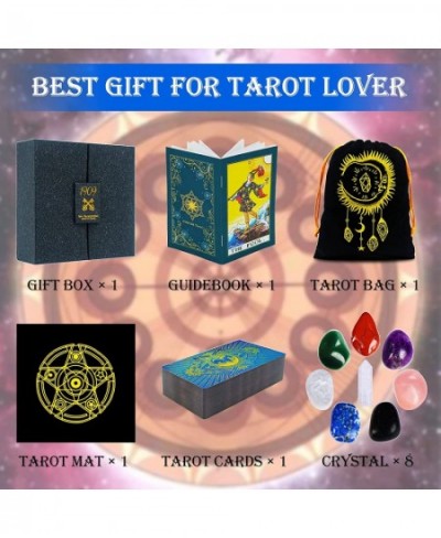 Classic Tarot Cards with Guide Book for Beginners Gift Set 78 Holographic Tarot Deck with Holder Box Unique Luxury Plastic Wa...