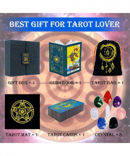 Classic Tarot Cards with Guide Book for Beginners Gift Set 78 Holographic Tarot Deck with Holder Box Unique Luxury Plastic Wa...