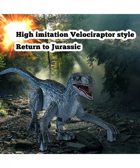 Remote Control Dinosaur Toys for Kids 4-7 Electronic Realistic Velociraptor RC Dinosaur Walking Pets Robot Dino with Lights a...