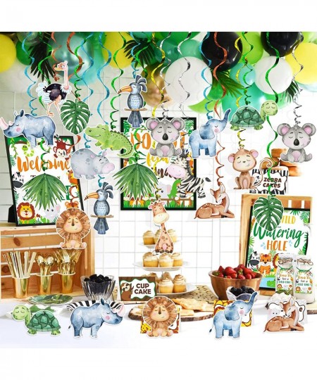 Jungle Animal Wild One Party Supplies Decorations 30 Pack Foil Ceiling Hanging Swirls Streams Party Banner Decor for Kids Adu...