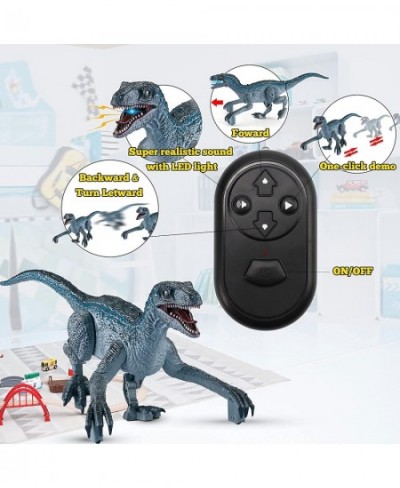 Remote Control Dinosaur Toys for Kids 4-7 Electronic Realistic Velociraptor RC Dinosaur Walking Pets Robot Dino with Lights a...