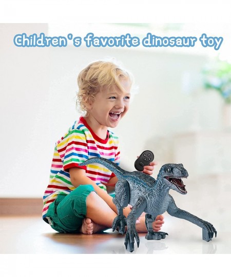 Remote Control Dinosaur Toys for Kids 4-7 Electronic Realistic Velociraptor RC Dinosaur Walking Pets Robot Dino with Lights a...