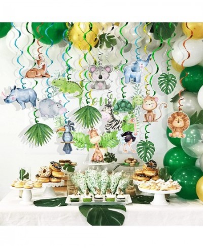 Jungle Animal Wild One Party Supplies Decorations 30 Pack Foil Ceiling Hanging Swirls Streams Party Banner Decor for Kids Adu...