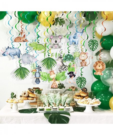 Jungle Animal Wild One Party Supplies Decorations 30 Pack Foil Ceiling Hanging Swirls Streams Party Banner Decor for Kids Adu...