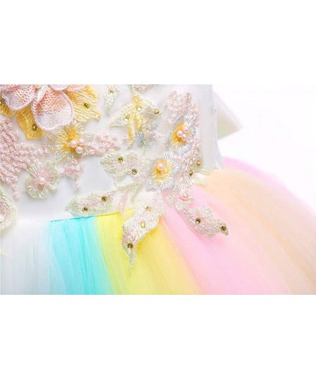 Christmas Girls Flower Dress Lace Rainbow Tulle 3D Embroidery Beading Princess Pageant Wedding Party Dresses $61.08 - Kids' C...