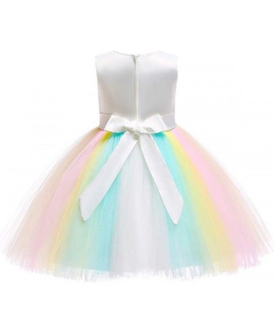 Christmas Girls Flower Dress Lace Rainbow Tulle 3D Embroidery Beading Princess Pageant Wedding Party Dresses $61.08 - Kids' C...