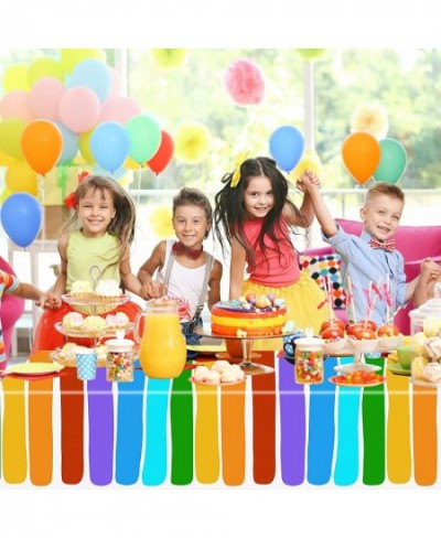 3 Packs Rainbow Party Tablecloths Colorful Rainbow Plastic Table Covers Rainbow Themed Disposable Rectangular Table Cloth for...