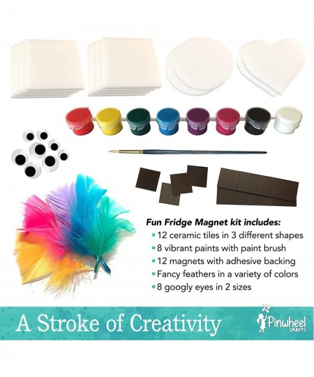 Fridge Magnet Art Activity Set: Make Your Own Self Adhesive Refrigerator & School Locker Magnets - DIY Craft Kits for Kids Bi...