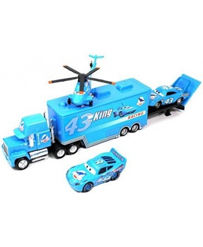 fashionmore 4 PCS Cars Movie Toys The King & Helicopter & Mack Truck & Dinoco Lightning McQueen Diecast Toy Car 1:55 Loose Ki...