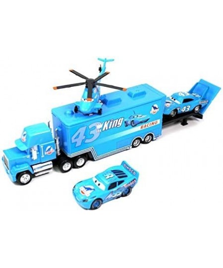 fashionmore 4 PCS Cars Movie Toys The King & Helicopter & Mack Truck & Dinoco Lightning McQueen Diecast Toy Car 1:55 Loose Ki...