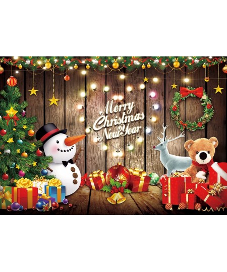 7x5ft New Year Christmas Backdrop Banner 84x60 inch Merry Christmas Eve Photo Backgrounds Christmas Trees Snowman Elk Xmas Pa...