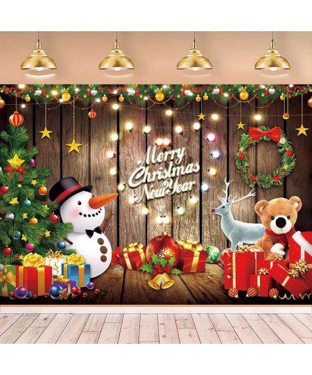 7x5ft New Year Christmas Backdrop Banner 84x60 inch Merry Christmas Eve Photo Backgrounds Christmas Trees Snowman Elk Xmas Pa...