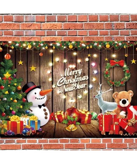 7x5ft New Year Christmas Backdrop Banner 84x60 inch Merry Christmas Eve Photo Backgrounds Christmas Trees Snowman Elk Xmas Pa...